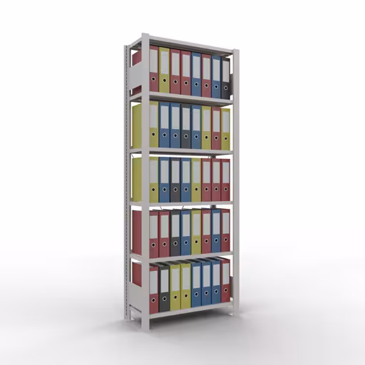 Produktbild Nr 14 des Artikels Grundregal, Büro-Fachbodenregal Stecksystem MULTIplus85, 2000 x 750 x 300 mm (HxBxT), 6 Fachböden, Kreuzstrebe, mit Anschlagleiste, lichtgrau Abbildung Nr 14 des Artikels Grundregal, Büro-Fachbodenregal Stecksystem MULTIplus85, 2000 x 750 x 300 mm (HxBxT), 6 Fachböden, Kreuzstrebe, mit Anschlagleiste, lichtgrau aus der Produktgruppe Büroregale von der Marke Schulte Lagertechnik