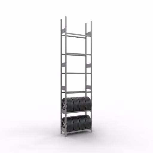Étagère de base, étagère pour roues/pneus, 4500 x 1150 x 400 mm, galvanisée, 6 niveaux de rangement de Schulte Lagertechnik de la gamme de rayonnages pour étagères