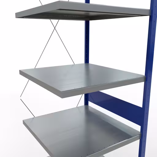 Immagine del prodotto n. 11 dell'articolo Scaffale aggiuntivo, scaffale, sistema a innesto MULTIplus250, 3000 x 750 x 800 mm, 7 ripiani, traversa, RAL 5010 blu genziana/zincato/zincato Figura n. 11 dell'articolo scaffale aggiuntivo, scaffale a scaffale, sistema a innesto MULTIplus250, 3000 x 750 x 800 mm, 7 ripiani, RAL 5010 blu genziana/zincato/zincato del gruppo di prodotti sistema a innesto della marca Schulte Lagertechnik