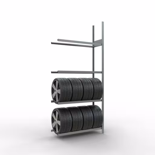 Figure n° 12 de l'article, rayonnage à roues/pneus, 2750 x 1200 x 400 mm, galvanisé, 4 niveaux de stockage avec une charge de compartiment de 150 kg par niveau du groupe de produits rayonnages à étagères de Schulte Lagertechnik