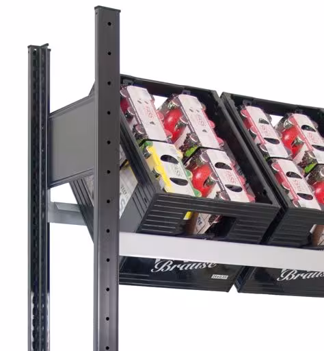 Figure n° 8 de l'article étagère de base, support pour caisses à boissons 1800 x 1000 x 300 mm, noir/argent, 3 niveaux pour 9 caisses à boissons du groupe de produits étagères de Schulte Lagertechnik