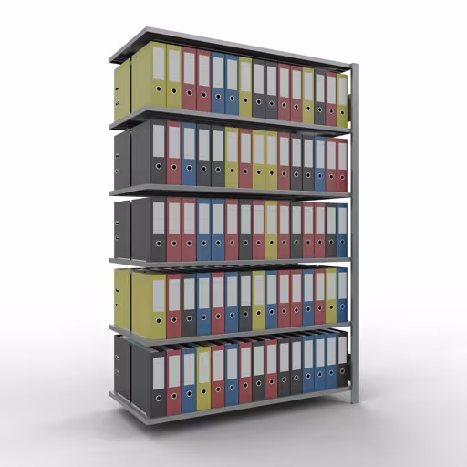Figure n° 12 de l'article, étagères de bureau, système enfichable MULTIplus150, 2000 x 1300 x 600 mm, 6 étagères, galvanisées, sans butée centrale du groupe de produits étagères de bureau de Schulte Lagertechnik