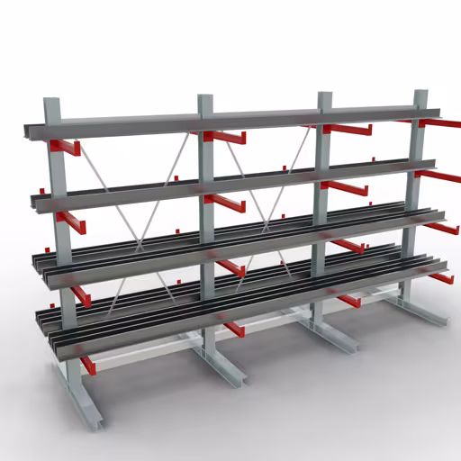 Figura n. 10 dell'articolo Scaffale completo K 3000, bilaterale, 2500 x 3900 x 600 mm, RAL 7001 / RAL 3000, 5 livelli di stoccaggio del gruppo di prodotti scaffalature cantilever della marca Schulte Lagertechnik