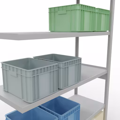 Immagine del prodotto n. 14 dell'articolo Scaffali aggiuntivi, scaffali, sistema a innesto MULTIplus250, 2500 x 1300 x 500 mm, 6 ripiani, barre longitudinali, RAL 7035 grigio chiaro Figura n. 14 dell'articolo scaffale aggiuntivo, scaffale a scaffale, sistema a innesto MULTIplus250, 2500 x 1300 x 500 mm, 6 ripiani, RAL 7035 grigio chiaro del gruppo di prodotti sistema a innesto della marca Schulte Lagertechnik