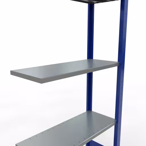 Scaffali aggiuntivi, scaffali, sistema a innesto MULTIplus150, 2000 x 750 x 300 mm (AxLxP), 5 ripiani, barre longitudinali, RAL 5010 blu genziana/zincato/zincato di Schulte Lagertechnik della categoria Sistemi a innesto