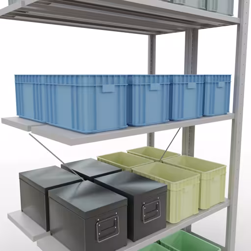, étagère double, système d'étagères MULTIplus150, 2000 x 1000 x (2x300) mm, 2x5 étagères, gris clair RAL 7035 de Schulte Lagertechnik de la gamme d'étagères