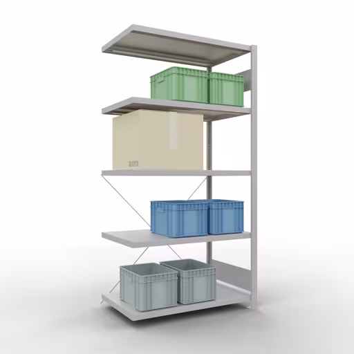 Figura n. 14 dell'articolo scaffale aggiuntivo, scaffale a scaffale, sistema a innesto MULTIplus330, 2000 x 1000 x 600 mm (AxLxP), 5 ripiani, traversa, RAL 7035 grigio chiaro dal gruppo di prodotti sistema a innesto della marca Schulte Lagertechnik