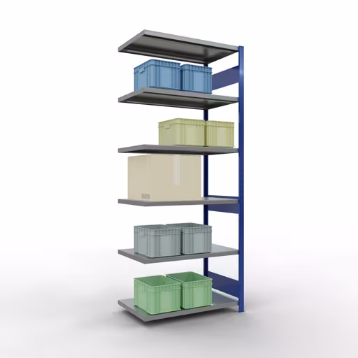 Figure n° 15 de l'article, système d'étagères MULTIplus250, système enfichable, 2500 x 1000 x 600 mm, 6 étagères, RAL 5010 bleu gentiane/galvanisé du groupe de produits système enfichable de Schulte Lagertechnik
