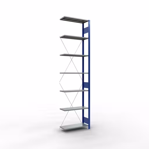 , système d'étagères enfichables MULTIplus150, 3000 x 750 x 300 mm, 7 étagères, RAL 5010 bleu gentiane/galvanisé/galvanisé de Schulte Lagertechnik de la catégorie des systèmes enfichables