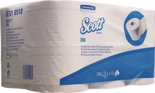 Papier toilette Scott 8518, 3 plis, petits rouleaux, 36 rouleaux de 350 feuilles chacun, marque SCOTT Papier toilette Scott 8518 3 plis, petits rouleaux, 36 rouleaux de 350 feuilles chacun, de la catégorie papier toilette, référence 9000469366
