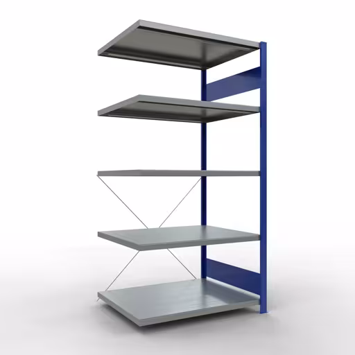 Rayonnage supplémentaire, étagère, système enfichable MULTIplus250, 2000 x 1000 x 800 mm, 5 étagères, traverse, RAL 5010 bleu gentiane/galvanisé de Schulte Lagertechnik de la catégorie système enfichable
