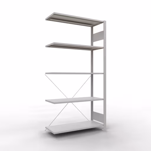 Ripiano aggiuntivo, ripiano angolare (campo C) 2000 x 1000 x 400, 5 ripiani, traversa, RAL 7035 grigio chiaro di Schulte Lagertechnik dalla categoria Ripiani a scaffale
