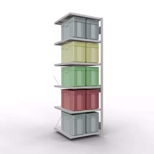 Scaffali aggiuntivi, scaffali, sistema a innesto MULTIplus250, 2500 x 750 x 800 mm (AxLxP), 6 ripiani, traversa, RAL 7035 grigio chiaro di Schulte Lagertechnik con l'articolo n. 32886-75