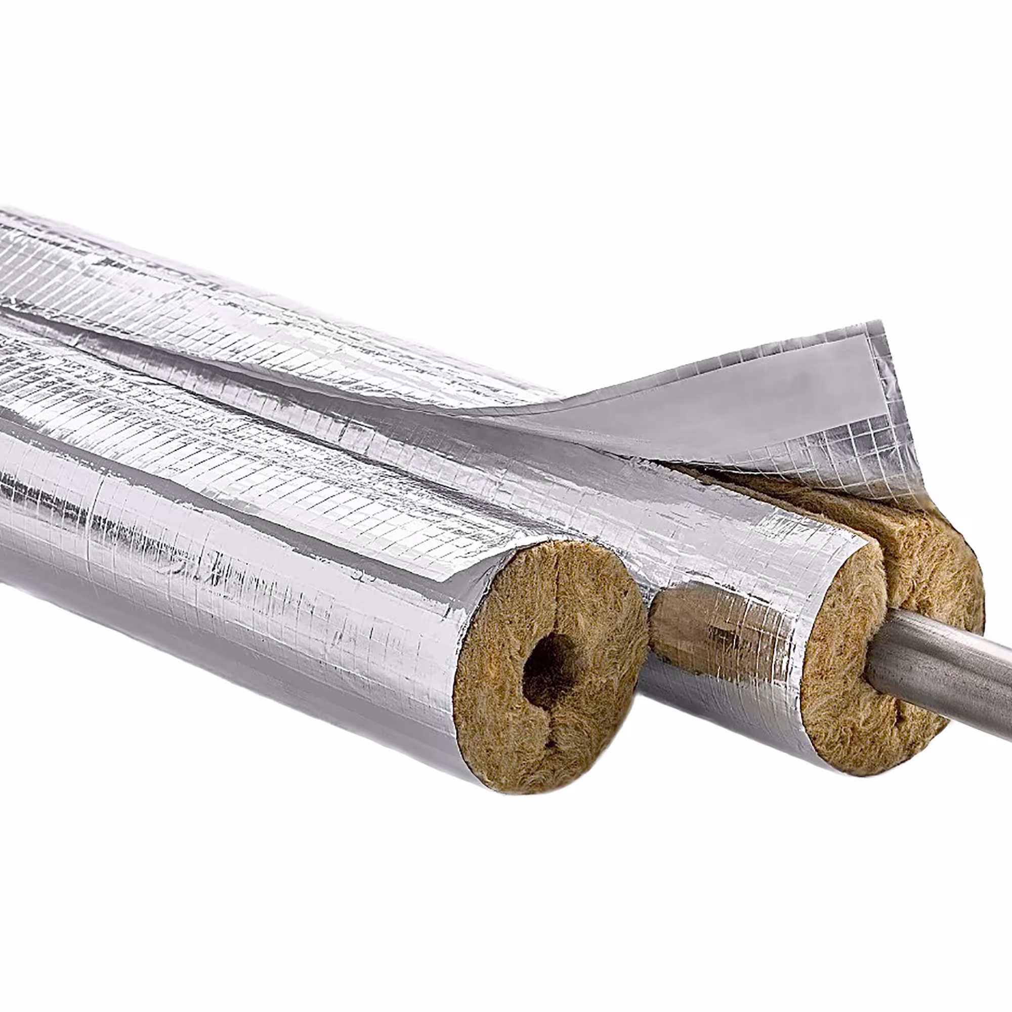 Isolamento per tubi in lana di roccia laminato in alluminio 50% EnEV, isolamento in lana minerale, articolo n. 050STA022042