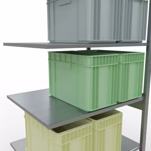 Anbauregal, Fachbodenregal Stecksystem MULTIplus150, 2500 x 1000 x 800 mm (HxBxT), 6 Fachböden, Längenriegel, verzinkt mit der GTIN 4004514281616 Anbauregal, Fachbodenregal Stecksystem MULTIplus150, 2500 x 1000 x 800 mm (HxBxT), 6 Fachböden, Längenriegel, verzinkt von Schulte Lagertechnik mit der Artikelnr. 12786-LR