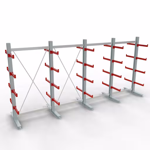Figure n° 10 de l'article Rayonnage complet K 3000, double face, 2500 x 5200 x 500 mm, RAL 7001 / RAL 3000, 5 niveaux de stockage du groupe de produits rayonnages cantilever de Schulte Lagertechnik