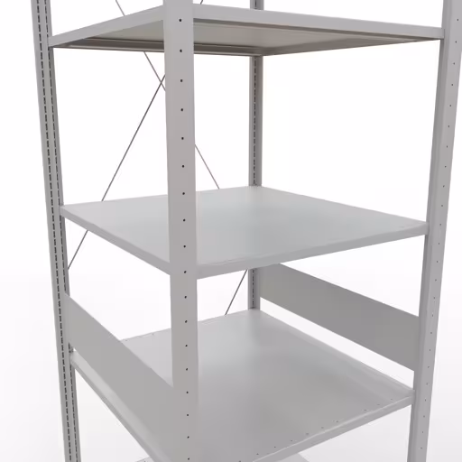 Image supplémentaire de l'article Étagère de base, étagère, système enfichable MULTIplus150, 3000 x 750 x 800 mm (HxLxP), 7 étagères, traverse, RAL 7035 gris clair Représentation supplémentaire de l'article étagère de base, étagère à étagères, système enfichable MULTIplus150, 3000 x 750 x 800 mm, 7 étagères, gris clair RAL 7035 à partir de l'étagère de base