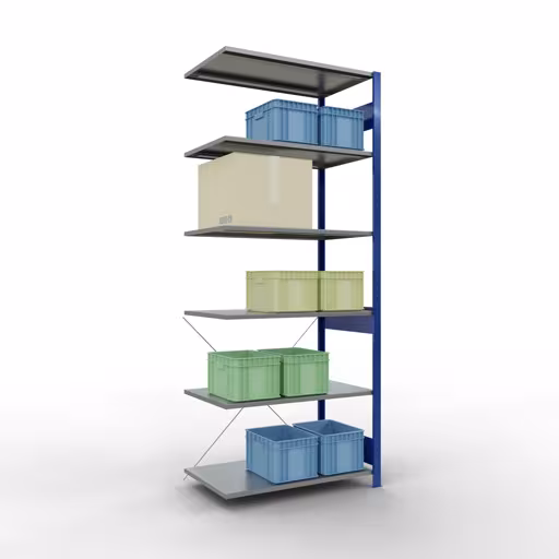 Immagine del prodotto n. 6 dell'articolo scaffale aggiuntivo, scaffale, sistema a innesto MULTIplus150, 2500 x 1000 x 600 mm, 6 ripiani, RAL 5010/zincato dalla gamma di prodotti del sistema a innesto della marca Schulte Lagertechnik