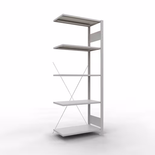 Rayonnage supplémentaire, étagère, système enfichable MULTIplus150, 2000 x 750 x 400 mm, 5 étagères, traverse, gris clair RAL 7035 de Schulte Lagertechnik de la catégorie des systèmes enfichables