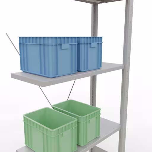 Zusatzbild des Artikels Anbauregal, Fachbodenregal Stecksystem MULTIplus150, 2000 x 750 x 300 mm (HxBxT), 5 Fachböden, Kreuzstrebe, RAL 7035 lichtgrau Zusatzbild des Artikels Anbauregal, Fachbodenregal Stecksystem MULTIplus150, 2000 x 750 x 300 mm (HxBxT), 5 Fachböden, Kreuzstrebe, RAL 7035 lichtgrau aus Anbauregal