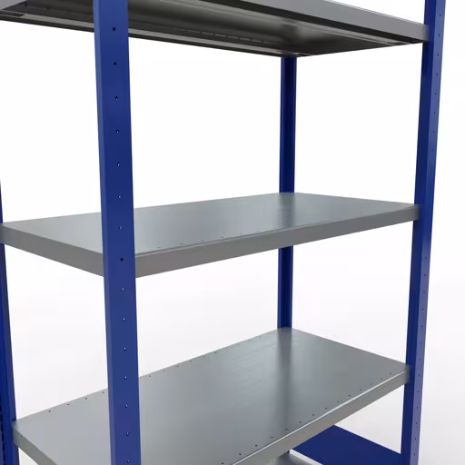 Figura n. 10 dell'articolo scaffale base, scaffale, sistema a innesto MULTIplus330, 2000 x 1000 x 500 mm (AxLxP), 5 ripiani, barre longitudinali, RAL 5010 blu genziana/zincato del gruppo di prodotti sistema a innesto della marca Schulte Lagertechnik