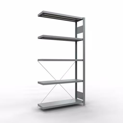 Scaffale aggiuntivo, scaffale, sistema a innesto MULTIplus330, 2000 x 1000 x 300 mm (AxLxP), 5 ripiani, traversa, zincato, ripiano aggiuntivo, articolo n. 13935