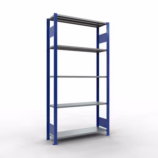Figura n. 12 dell'articolo scaffale base, sistema a innesto per scaffale MULTIplus85, 2000 x 1000 x 300 mm (AxLxP), 5 ripiani, barre longitudinali, RAL 5010 blu genziana del gruppo di prodotti sistema a innesto della marca Schulte Lagertechnik