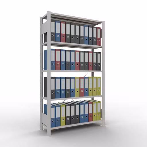 Produktbild Nr 13 des Artikels Grundregal, Büro-Fachbodenregal Stecksystem MULTIplus85, 1800 x 1000 x 300 mm (HxBxT), 5 Fachböden, Kreuzstrebe, ohne Anschlagleiste, lichtgrau Abbildung Nr 13 des Artikels Grundregal, Büro-Fachbodenregal Stecksystem MULTIplus85, 1800 x 1000 x 300 mm (HxBxT), 5 Fachböden, Kreuzstrebe, ohne Anschlagleiste, lichtgrau aus der Produktgruppe Büroregale von der Marke Schulte Lagertechnik