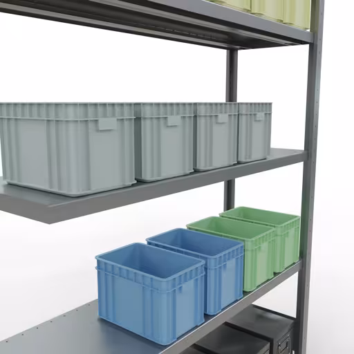 Image du produit n° 13 de l'article Rayonnage complémentaire, rayonnage à étagères, système enfichable MULTIplus250, 2000 x 1300 x 400 mm, 5 étagères, barres longitudinales, galvanisé Figure n° 13 de l'article, système enfichable pour étagères MULTIplus250, 2000 x 1300 x 400 mm, 5 étagères, galvanisé du groupe de produits système enfichable de Schulte Lagertechnik