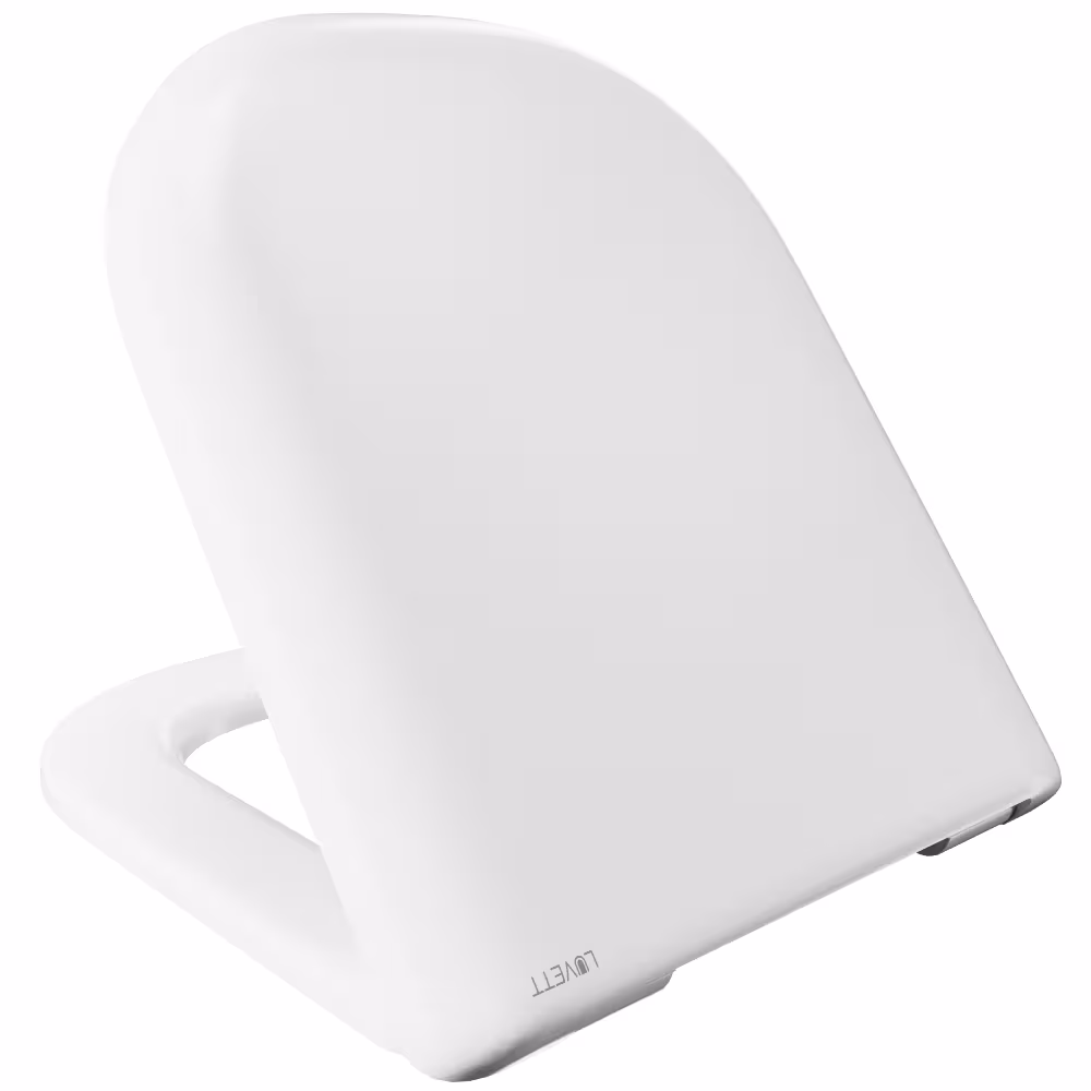Figura numero 10 dell'articolo sedile WC D900 forma a D bianco con chiusura ammortizzata del gruppo di prodotti ceramica da bagno della marca LUVETT