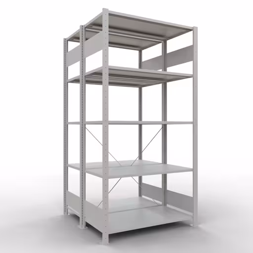 Figura n. 8 dell'articolo scaffale base, scaffale doppio, sistema a innesto per scaffali MULTIplus150, 2000 x 1000 x (2x500) mm (AxLxP), 2x5 ripiani, traversa, RAL 7035 grigio chiaro dal gruppo di prodotti scaffali della marca Schulte Lagertechnik