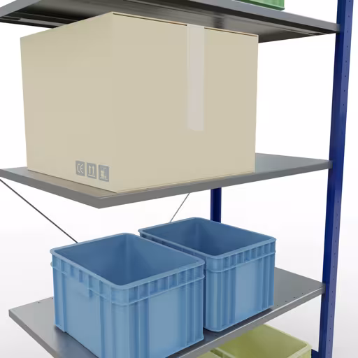 Image du produit n° 11 de l'article étagère complémentaire, étagère, système enfichable MULTIplus150, 2000 x 1000 x 600 mm, 5 étagères, RAL 5010/galvanisé de la gamme de produits du système enfichable de Schulte Lagertechnik