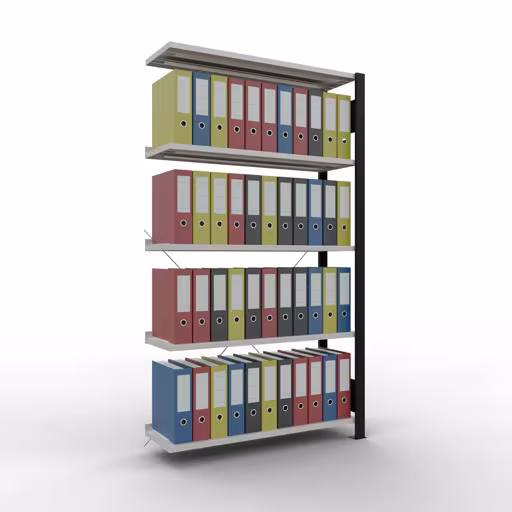 Figura n. 11 dell'articolo scaffale componibile, scaffale per ufficio, sistema a innesto MULTIplus85, 1800 x 1000 x 300 mm, 5 ripiani, nero/grigio chiaro del gruppo di prodotti scaffali per ufficio della marca Schulte Lagertechnik