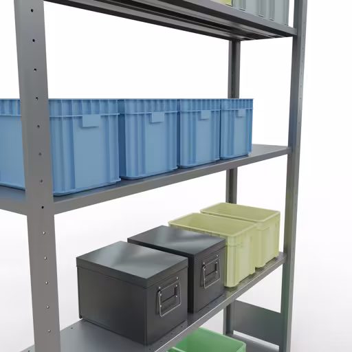 Étagère de base, étagère, système enfichable MULTIplus150, 2000 x 1300 x 300 mm, 5 étagères, barre de longueur, galvanisée avec réf. 12730-130-LR Étagère de base, étagère, système enfichable MULTIplus150, 2000 x 1300 x 300 mm, 5 étagères, galvanisée de Schulte Lagertechnik de la catégorie du système enfichable