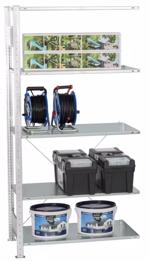 Image supplémentaire de l'article Rayonnage complémentaire, étagère, système enfichable MULTIplus150, 2000 x 1000 x 300 mm, 5 étagères, galvanisé - Expressline à partir d'une étagère complémentaire