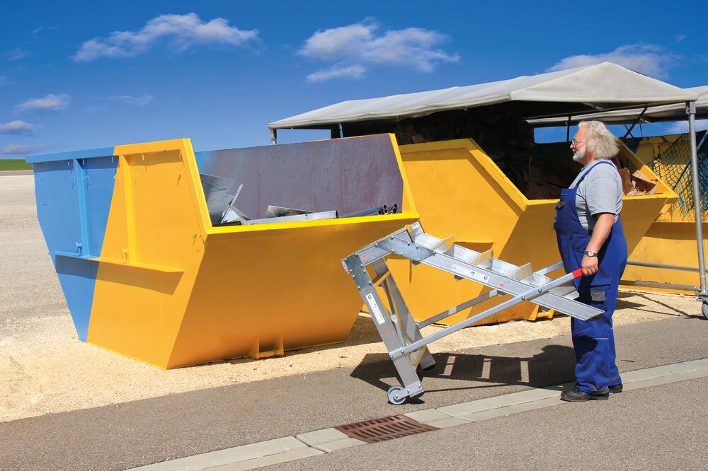 Munk Arbeitspodest fahrbar, Stufenbreite 600 mm, Aluminium geriffelt 2 Stufen