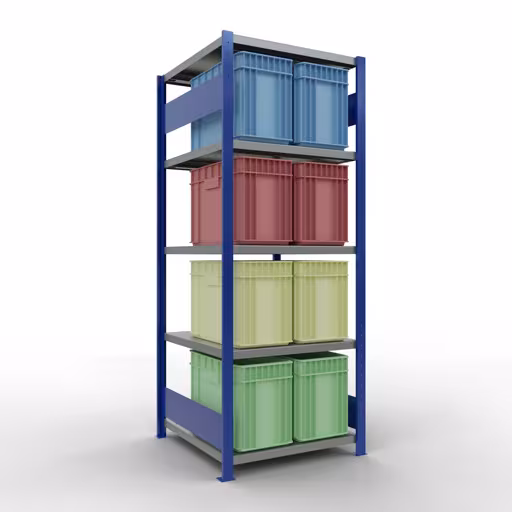 Figura n. 8 dell'articolo scaffale base, scaffale, sistema a innesto MULTIplus250, 2000 x 750 x 800 mm (AxLxP), 5 ripiani, barre longitudinali, RAL 5010 blu genziana/zincato/zincato del gruppo di prodotti sistema a innesto della marca Schulte Lagertechnik