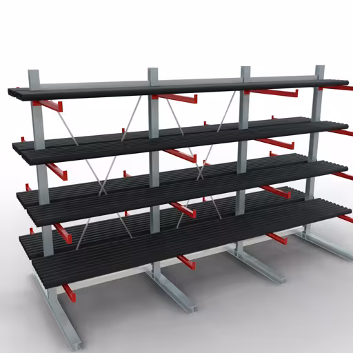 Figura n. 8 dell'articolo Scaffale completo K 6000, bilaterale, 3000 x 4500 x 2x 1000 mm, RAL 7001 / RAL 3000, 5 livelli di stoccaggio del gruppo di prodotti scaffalature cantilever della marca Schulte Lagertechnik