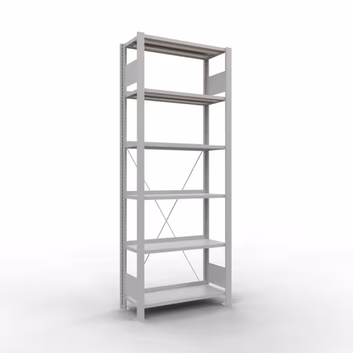 Figure n° 7 de l'article étagère de base, étagère de bureau, système enfichable MULTIplus85, 2000 x 750 x 300 mm, 6 étagères, gris clair de la gamme d'étagères de bureau de Schulte Lagertechnik