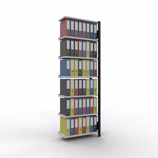 Figura n. 13 dell'articolo scaffali componibili, scaffali per ufficio, sistema a innesto MULTIplus85, 2300 x 750 x 300 mm, 7 ripiani, nero/grigio chiaro del gruppo di prodotti scaffali per ufficio della marca Schulte Lagertechnik