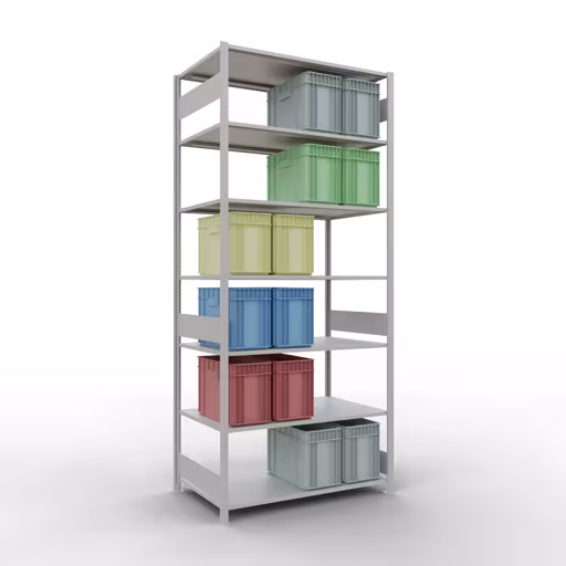 Image du produit n° 13 de l'article étagère de base, système enfichable MULTIplus150, 3000 x 1300 x 800 mm, 7 étagères, RAL 7035 gris clair de la gamme de produits système enfichable de la marque Schulte Lagertechnik