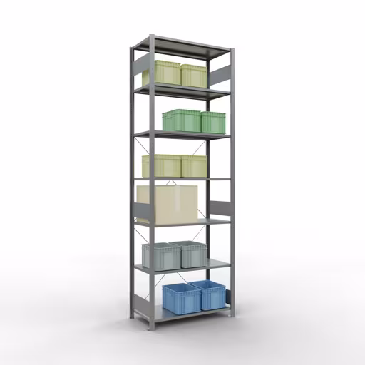 Figura n. 14 dell'articolo scaffale base, scaffale, sistema a innesto MULTIplus150, 3000 x 1000 x 500 mm (AxLxP), 7 ripiani, traversa, zincato del gruppo di prodotti sistema a innesto della marca Schulte Lagertechnik