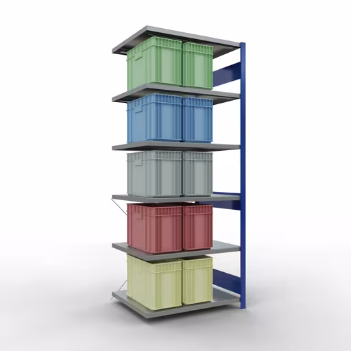 Figure n° 12 de l'article, système d'étagères enfichables MULTIplus330, 2500 x 1000 x 800 mm, 6 étagères, RAL 5010 bleu gentiane/galvanisé du groupe de produits système enfichable de Schulte Lagertechnik