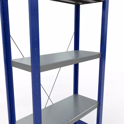 Image du produit n° 13 de l'article étagère de base, étagère, système enfichable MULTIplus250, 2000 x 750 x 300 mm, 5 étagères, traverse, RAL 5010 bleu gentiane/galvanisé/galvanisé Figure n° 13 de l'article étagère de base, étagère, système enfichable MULTIplus250, 2000 x 750 x 300 mm, 5 étagères, RAL 5010 bleu gentiane/galvanisé/galvanisé du groupe de produits système enfichable de Schulte Lagertechnik