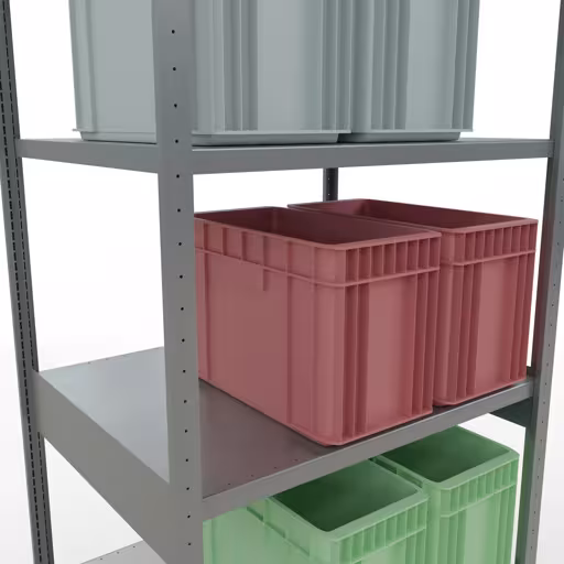 Scaffale base, scaffale, sistema a innesto MULTIplus250, 3000 x 1000 x 800 mm (AxLxP), 7 ripiani, barre longitudinali, zincato di Schulte Lagertechnik della categoria Sistema a innesto