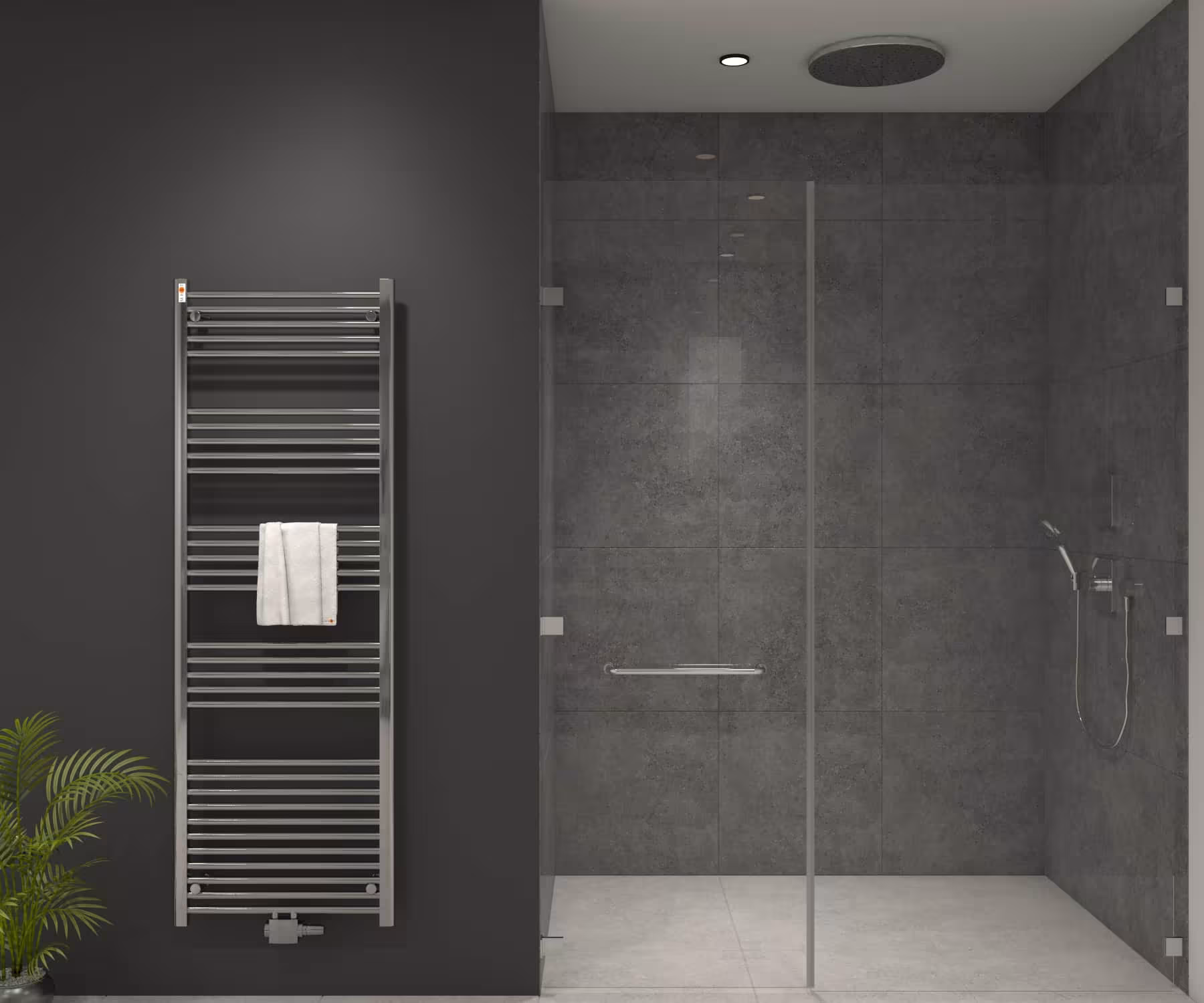 Radiatore da bagno MERT cromato dritto, attacco centrale, radiatore da bagno