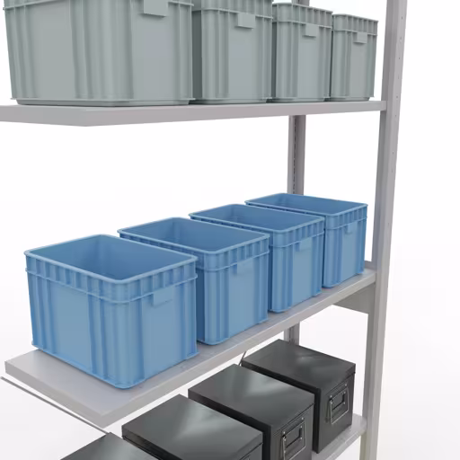 Figure n° 13 de l'article étagère complémentaire, étagère à étagères, système enfichable MULTIplus85, 2500 x 1000 x 300 mm, 6 étagères, traverse, RAL 7035 gris clair du groupe de produits système enfichable de la marque Schulte Lagertechnik