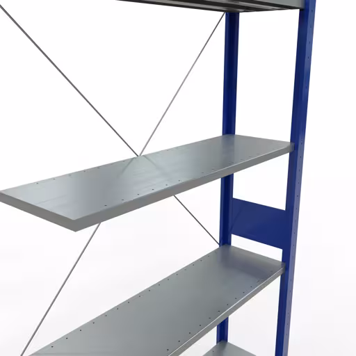 Scaffali componibili, scaffali, sistema a innesto MULTIplus85, 3000 x 1000 x 300 mm (AxLxP), 7 ripiani, traversa, RAL 5010 blu genziana della marca Schulte Lagertechnik dalla gamma dei sistemi a innesto