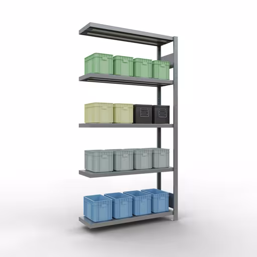 Scaffali aggiuntivi, scaffali, sistema a innesto MULTIplus330, 2000 x 1000 x 300 mm (AxLxP), 5 ripiani, barre longitudinali, zincato della marca Schulte Lagertechnik della gamma dei sistemi a innesto