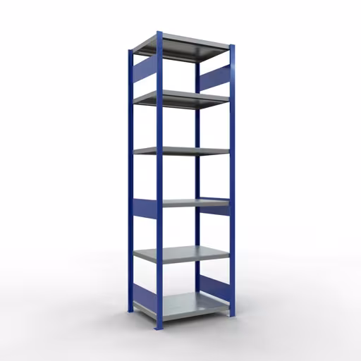 Figure n° 12 de l'article étagère de base, étagère, système enfichable MULTIplus250, 2500 x 750 x 600 mm, 6 étagères, RAL 5010 bleu gentiane/galvanisé/galvanisé du groupe de produits système enfichable de Schulte Lagertechnik